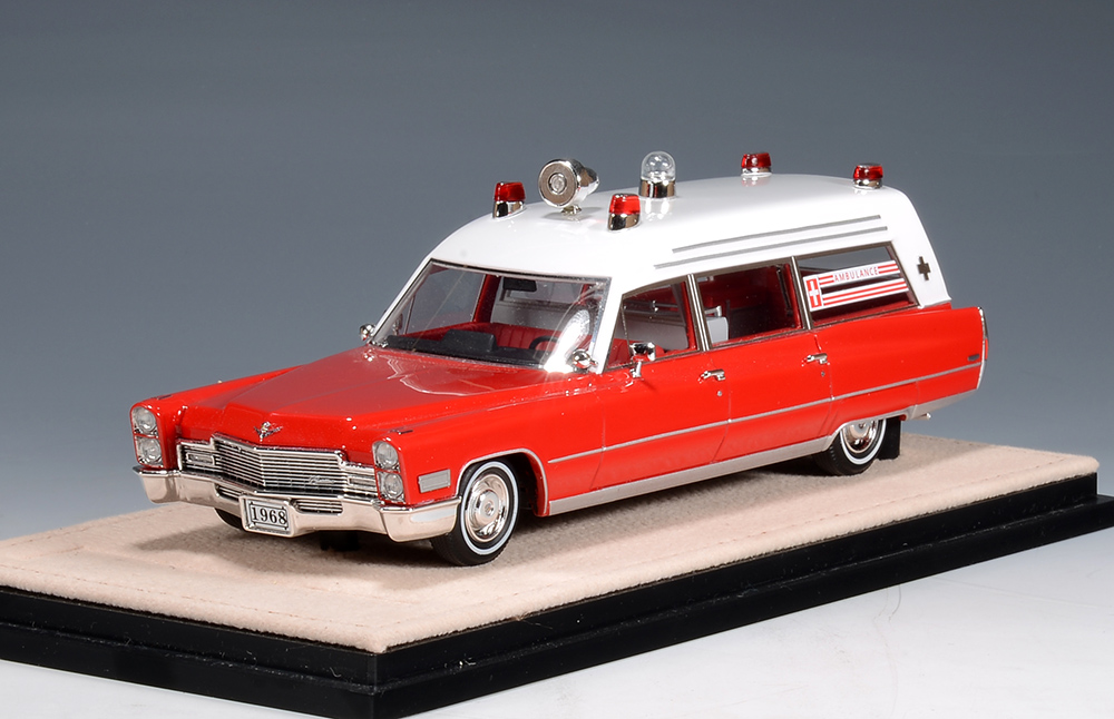 1/43 STM68803 1968 Cadillac Miller-Meteor Ambulance White/Red